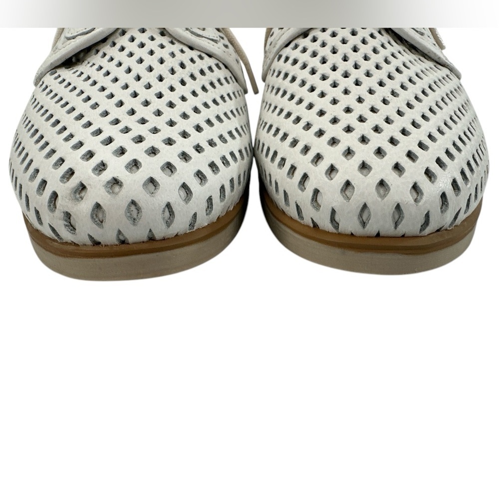 Chelsea Crew Black Label Women's Woody Leather Oxford Loafers Laser-cut White - Picture 2 of 8